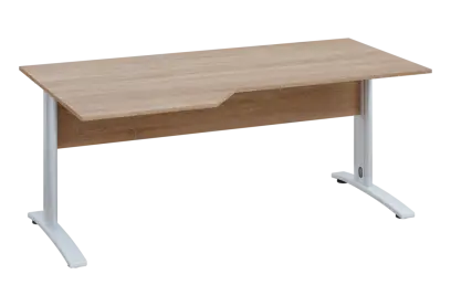 EZK 28 - 186 stůl kancelářský, rohový, levý, kovová podnož bílá, deska 25 mm, široký 1800 mm, dub bardolino